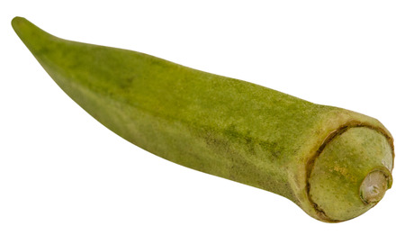 Fresh young okra isolated on white backgroundの写真素材