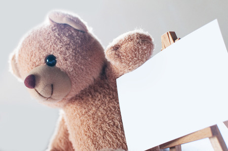 Brown Teddy Bear Photo Stand Enter textの写真素材