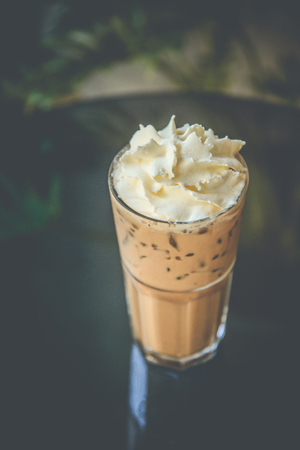 Iced coffee cup background atmosphere vintageの写真素材