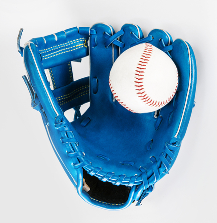 Baseball Glove color blue isolated on whiteの写真素材