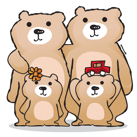 Happy bear family characters. Teddy Bear Familyのイラスト素材