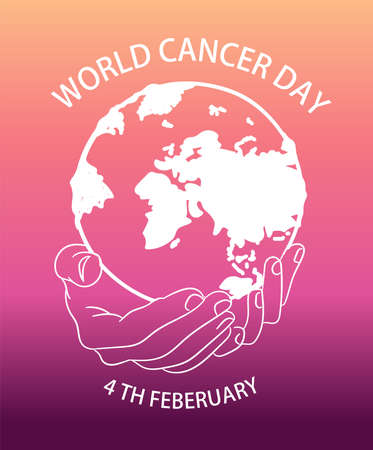 world cancer day hand holding the world design holding hands drawingのイラスト素材