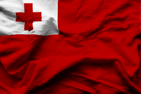 Tonga 3D wrinkled flag illustration. Usable for background and texture.の写真素材