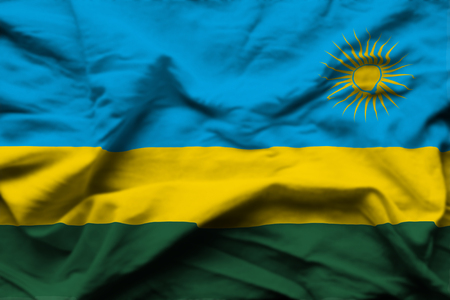 Rwanda 3D wrinkled flag illustration. Usable for background and texture.の写真素材
