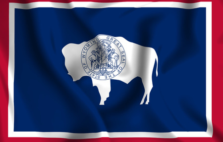 Wyoming 3D waving flag illustration. Texture can be used as background.の写真素材