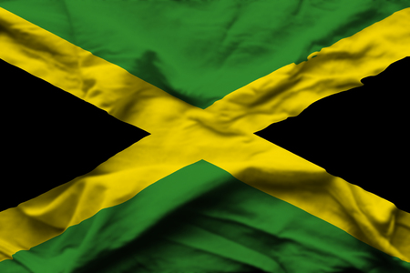 Jamaica 3D wrinkled flag illustration. Usable for background and texture.の写真素材