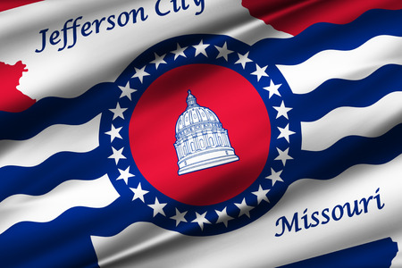 Jefferson City Missouri 3D waving flag illustration. Texture can be used as background.の写真素材