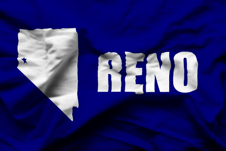 Reno 3D wrinkled flag illustration. Usable for background and texture.の写真素材