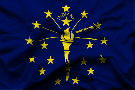 Indiana 3D wrinkled flag illustration. Usable for background and texture.の写真素材