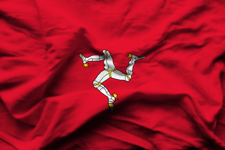 Isle Of Man 3D wrinkled flag illustration. Usable for background and texture.の写真素材