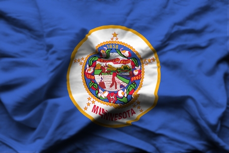 Minnesota 3D wrinkled flag illustration. Usable for background and texture.の写真素材