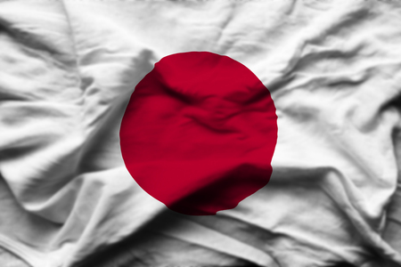 Japan 3D wrinkled flag illustration. Usable for background and texture.の写真素材
