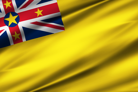 Niue 3D waving flag illustration. Texture can be used as background.の写真素材