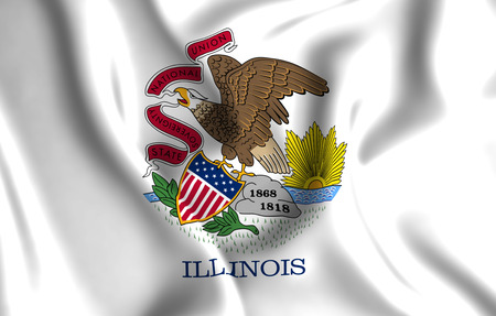 Illinois 3D waving flag illustration. Texture can be used as background.の写真素材