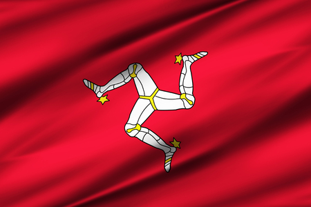 Isle Of Man 3D waving flag illustration. Texture can be used as background.の写真素材