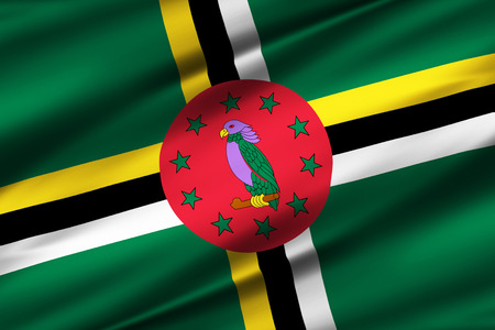 Dominica 3D waving flag illustration. Texture can be used as background.の写真素材