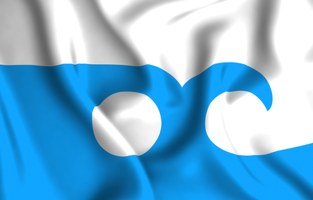 Ocean City 3D waving flag illustration. Texture can be used as background.の写真素材