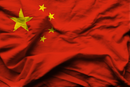 China 3D wrinkled flag illustration. Usable for background and texture.の写真素材