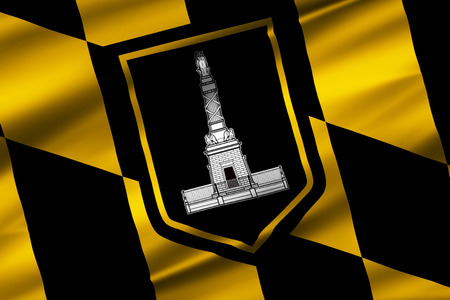 Baltimore City 3D waving flag illustration. Texture can be used as background.の写真素材