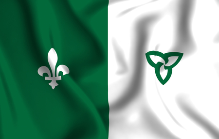 Franco-Ontarian 3D waving flag illustration. Texture can be used as background.の写真素材