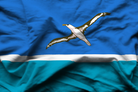 Midway Islands 3D wrinkled flag illustration. Usable for background and texture.の写真素材