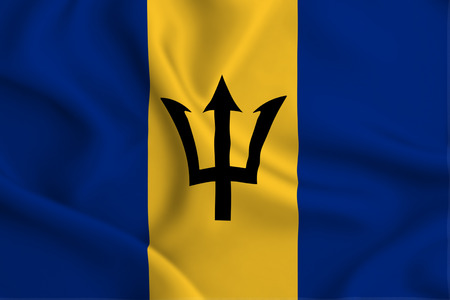 Barbados 3D waving flag illustration. Texture can be used as background.