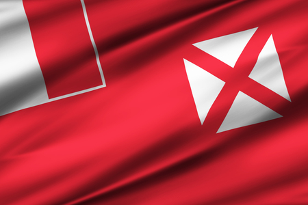 Wallis And Futuna 3D waving flag illustration. Texture can be used as background.の写真素材