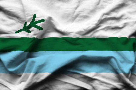 Labrador 3D wrinkled flag illustration. Usable for background and texture.の写真素材