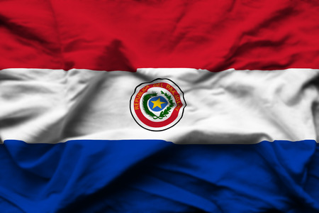 Paraguay 3D wrinkled flag illustration. Usable for background and texture.の写真素材