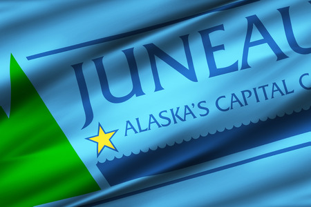 Juneau Alaska 3D waving flag illustration. Texture can be used as background.の写真素材