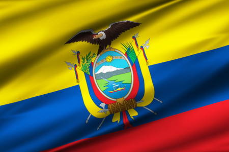 Ecuador 3D waving flag illustration. Texture can be used as background.の写真素材