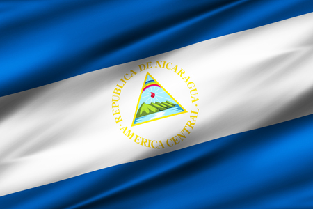 Nicaragua 3D waving flag illustration. Texture can be used as background.の写真素材