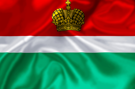 Kaluga waving and closeup flag illustration. Perfect for background or texture purposes.の写真素材