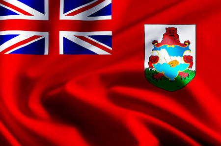 Bermuda 3D waving and closeup flag illustration with reflections. Usable for background and texture.の写真素材