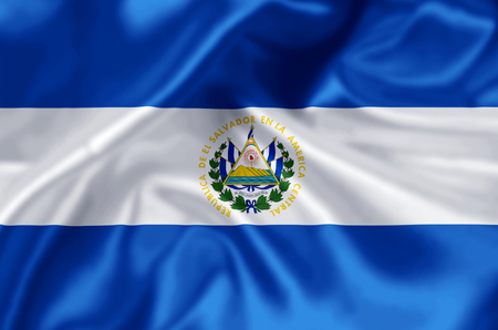 El salvador waving and closeup flag illustration. Perfect for background or texture purposes.の写真素材