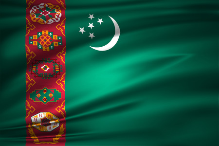 Turkmenistan 3D waving flag illustration. Texture can be used as background.の写真素材
