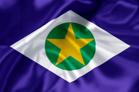 Mato Grosso waving and closeup flag illustration. Perfect for background or texture purposes.の写真素材