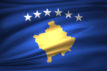 Kosovo 3D waving flag illustration. Texture can be used as background.の写真素材
