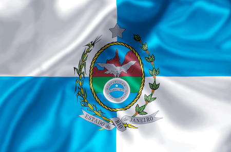 Rio de Janeiro waving and closeup flag illustration. Perfect for background or texture purposes.の写真素材