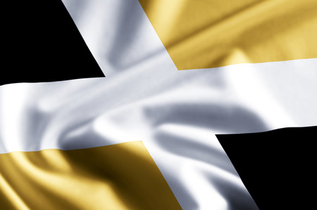 Levis 3D waving and closeup flag illustration with reflections. Usable for background and texture.の写真素材