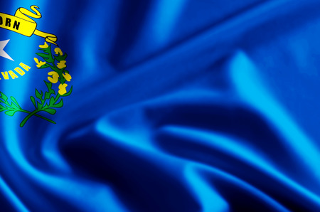 Nevada 3D waving and closeup flag illustration with reflections. Usable for background and texture.の写真素材