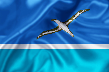 Midway Islands waving and closeup flag illustration. Perfect for background or texture purposes.の写真素材