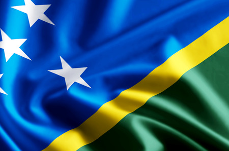 Salomon Islands 3D waving and closeup flag illustration with reflections. Usable for background and texture.の写真素材