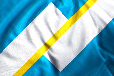 Franco-Yukonnais modern and realistic closeup flag illustration. Perfect for background or texture purposes.の写真素材