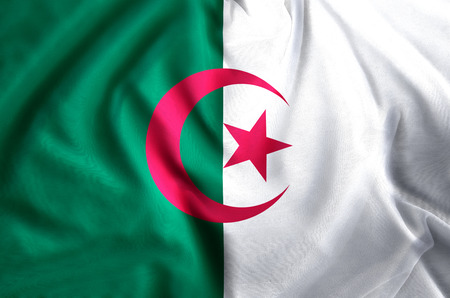 Algeria modern and realistic closeup flag illustration. Perfect for background or texture purposes.の写真素材