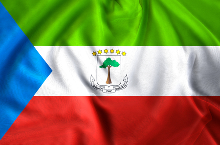 Equatorial Guinea modern and realistic closeup flag illustration. Perfect for background or texture purposes.の写真素材