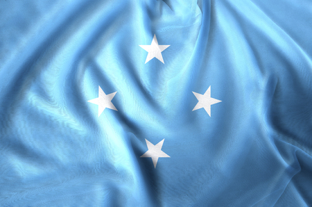 Micronesia modern and realistic closeup flag illustration. Perfect for background or texture purposes.の写真素材