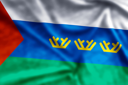 Tyumen stylish waving and closeup flag illustration. Perfect for background or texture purposes.の写真素材