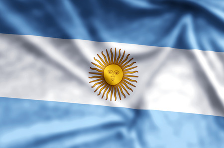 Argentina stylish waving and closeup flag illustration. Perfect for background or texture purposes.の写真素材