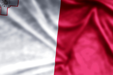 Malta stylish waving and closeup flag illustration. Perfect for background or texture purposes.の写真素材